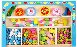 Wooden Box Watch Cognitive Baby Jewelry Beads (145 pcs)